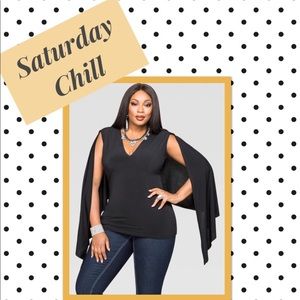 Ashley Stewart Black half Cape.